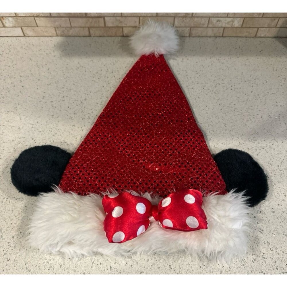 Disney Christmas Holiday Hat - Minnie Mouse Sequined Santa Hat